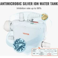 VEVOR Pompa Trituratore Per Scarico Bagno Pompa Maceratrice Sanitaria 500W Prevalenza Max. 8m 3 Entrate Per Tubi Portata Max. 6600L/h, Pompa Trituratore WC 2900 Giri/min Resistente All'Acqua Calda -Stile Bagno 98420901 5
