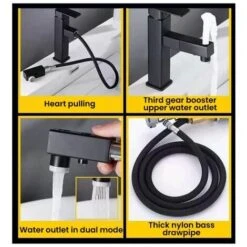 Rubinetto Bagno In Ottone Nero Design Retrò Rubinetto Doccia Opaco Miscelatore Estraibile 3 Getti Tra Cui Scegliere -Stile Bagno 98705710 4