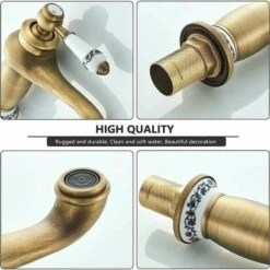 Rubinetto Bagno Retro, Rubinetto Lavabo Maniglia Ceramica Miscelatore Monocomando Lavabo, Rubinetto Bagno Acqua Calda E Fredda, Ottone -Stile Bagno 98708519 3