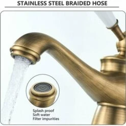 Rubinetto Bagno Retro, Rubinetto Lavabo Maniglia Ceramica Miscelatore Monocomando Lavabo, Rubinetto Bagno Acqua Calda E Fredda, Ottone -Stile Bagno 98708519 5