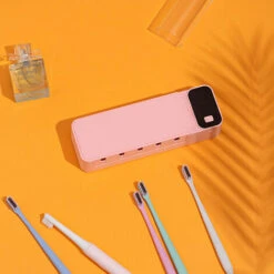 Smart UV Sterilizzazione Portaspazzolino Sterilizzatore Per Spazzolino Da Denti A Parete Portaspazzolino Multifunzione Senza Punzonatura Rosa -Stile Bagno 98709105 4