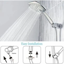 Soffione Doccia Ad Alta Pressione Grande Soffione Quadrato A Risparmio Idrico Con 3 Impostazioni Di Getto Universale E Regolabile SH-Large Silver -Stile Bagno 98717403 4