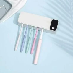 Smart UV Sterilizzazione Portaspazzolino Sterilizzatore Per Spazzolino Da Denti A Parete Portaspazzolino Multifunzione Senza Punzonatura Bianco -Stile Bagno 98719813 3