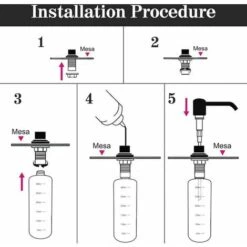 Dispenser Di Sapone Per Lavello Da Cucina, Dispenser Di Detersivo Sottopiano In Acciaio Inossidabile Da Cucina Da 350 Ml, Dispenser Di Sapone Ricaricabile Con Pompa Rotante A 360° (nero Opaco) -Stile Bagno 99412899 3