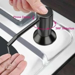 Dispenser Di Sapone Per Lavello Da Cucina, Dispenser Di Detersivo Sottopiano In Acciaio Inossidabile Da Cucina Da 350 Ml, Dispenser Di Sapone Ricaricabile Con Pompa Rotante A 360° (nero Opaco) -Stile Bagno 99412899 5