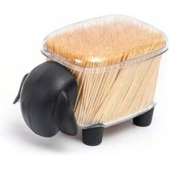 Porta Cotton Fioc Porta Stuzzicadenti A Forma Di Pecora Dispenser Per Batuffoli Di Cotone Contenitore Organizer Con Coperchio, Nero -Stile Bagno 99783903 4