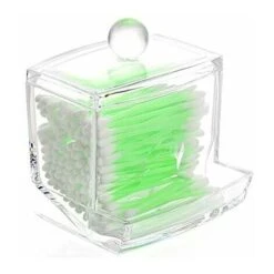 Dispenser Di Cotton Fioc Organizer In Acrilico Porta Dispenser Organizer Contenitore Con Coperchio -Stile Bagno 99784634 4