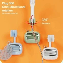 Supporto Per Soffione Doccia Per Bagno Supporto Per Montaggio A Parete Regolabile Supporto Di Ricambio In Plastica Rotante A 360 Gradi Con Gancio, Arancione -Stile Bagno 99785954 3