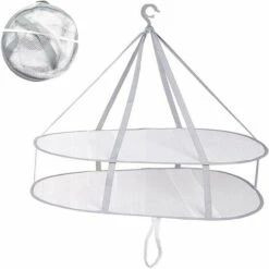 Stendibiancheria Pieghevole Per Erbe Aromatiche Rete Per Asciugare I Vestiti Appesi Calzini Per Piante Appendiabiti Multifunzione Per Interni Ed Esterni 2 Strati (61 X 78 Cm)