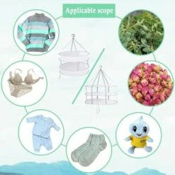 Stendibiancheria Pieghevole Per Erbe Aromatiche Rete Per Asciugare I Vestiti Appesi Calzini Per Piante Appendiabiti Multifunzione Per Interni Ed Esterni 2 Strati (61 X 78 Cm) -Stile Bagno 99856620 4
